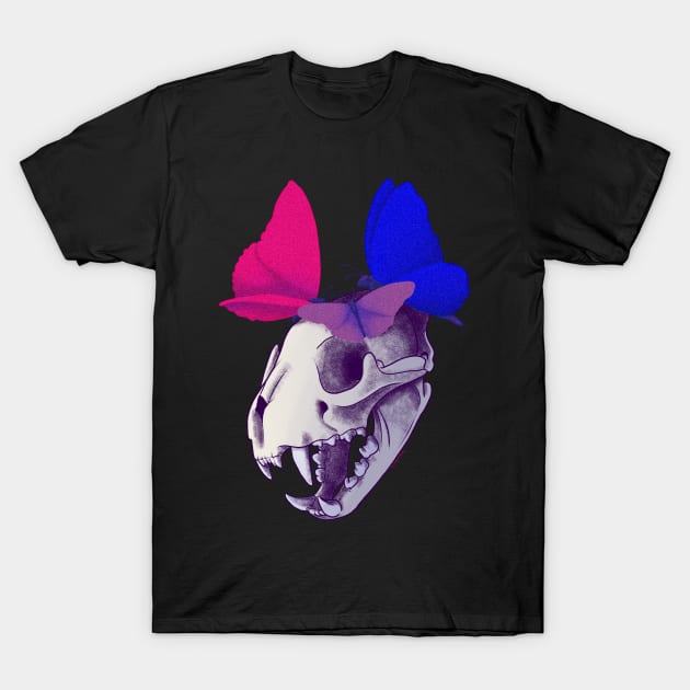 Bi Pride Skull T-Shirt by DustbunnyStudios